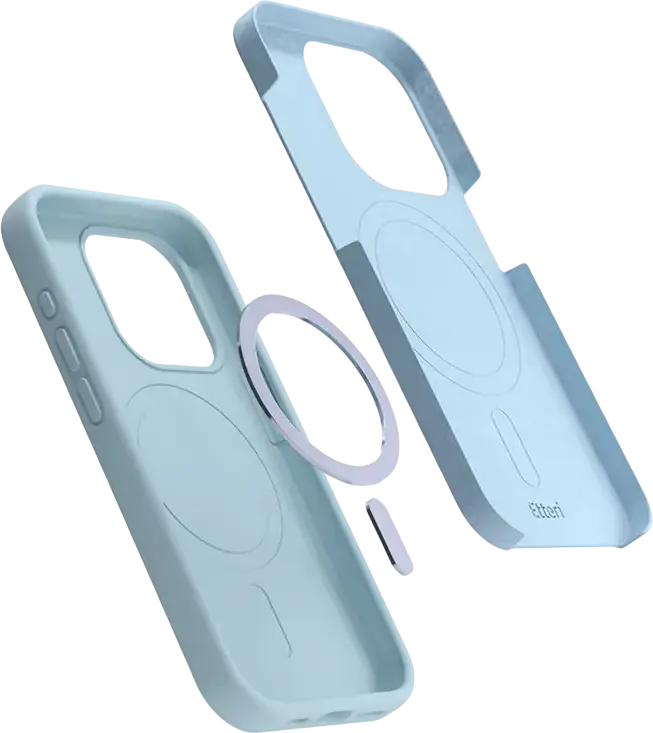 Husa Etteri Silicone Mag pentru iPhone 16 Pro, Compatibila cu MagSafe, Protectie din Silicon cu Captusala de Microfibra, Albastru Deschis