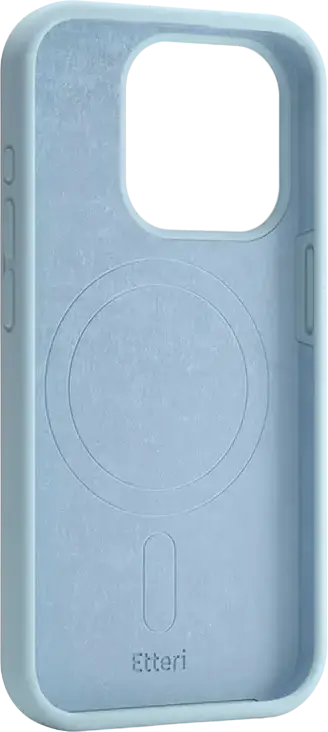 Husa Etteri Silicone Mag pentru iPhone 16 Pro, Compatibila cu MagSafe, Protectie din Silicon cu Captusala de Microfibra, Albastru Deschis
