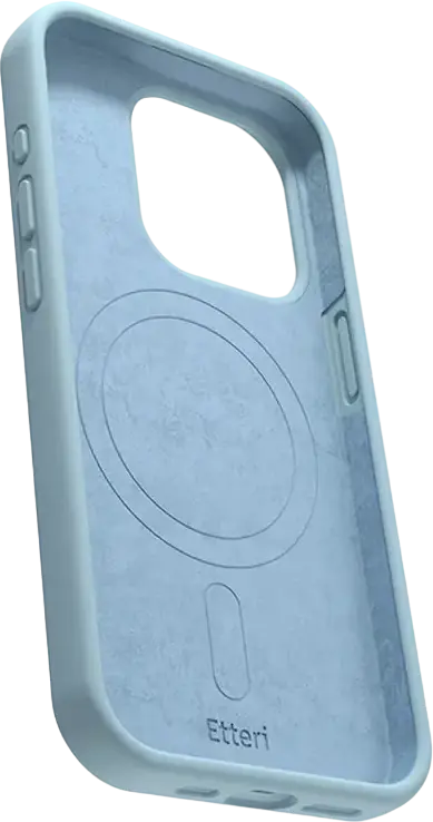 Husa Etteri Silicone Mag pentru iPhone 16 Pro, Compatibila cu MagSafe, Protectie din Silicon cu Captusala de Microfibra, Albastru Deschis