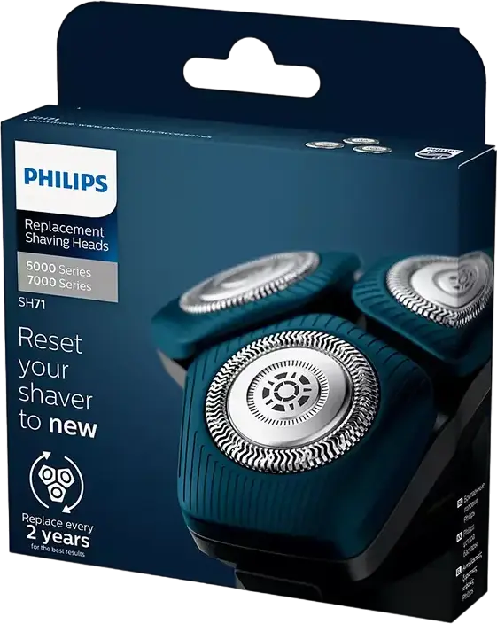 Philips SH71/50 Replacement Rotary Shaver Heads, SteelPrecision Blades for Series 7000 (S7xxx), Series 5000 Angular (S5xxx), and 500 Series, Silver
