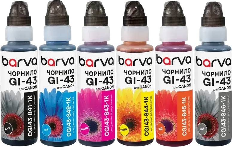 Recipient de cerneală Barva CGI43-1K-MP, 100ml, Pachet multiplu cu 6 culori