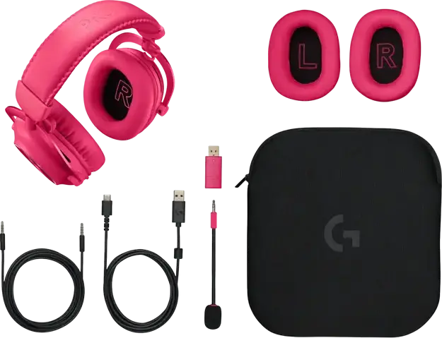 Casca Gaming Wireless Logitech G Pro X 2 LIGHTSPEED, Drivere Grafen 50mm, Bluetooth, 2.4 GHz, Surround 7.1, Microfon Detasabil, Culoare: Roz, 981-001275
