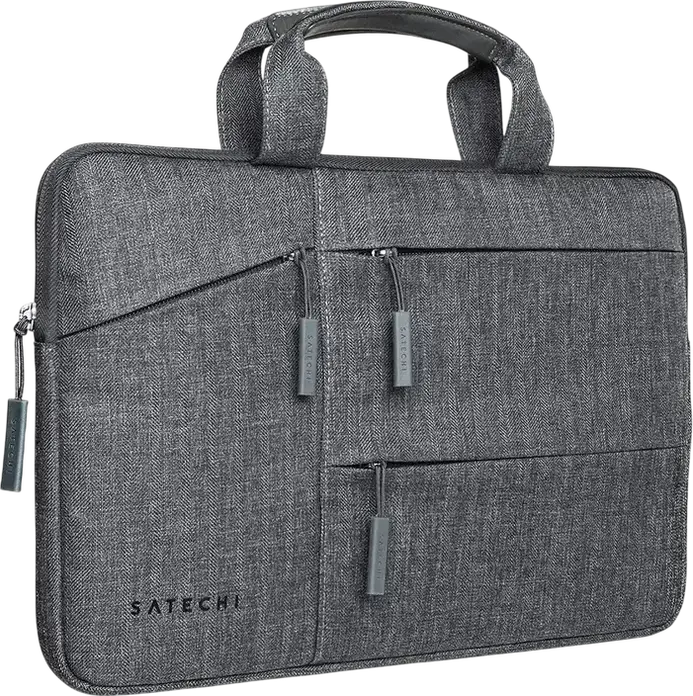 Husa de transport rezistenta la apa pentru laptop Satechi ST-LTB13 pana la 13 inch, Exterior din Nailon cu Captusala Moale, 3 Buzunare Accesorii, Gri