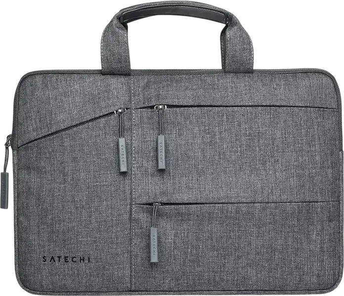 Husa de transport rezistenta la apa pentru laptop Satechi ST-LTB13 pana la 13 inch, Exterior din Nailon cu Captusala Moale, 3 Buzunare Accesorii, Gri