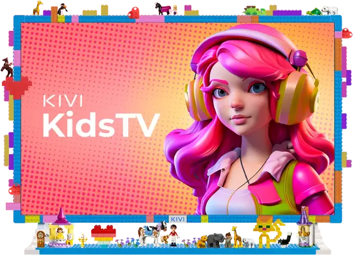 KIVI KidsTV 32" LED Smart TV, Full HD 1920x1080, Android 11, 8GB, Quad-Core, Protective Glass, Nightlight, Parental Control, Wi-Fi, Bluetooth, Blue