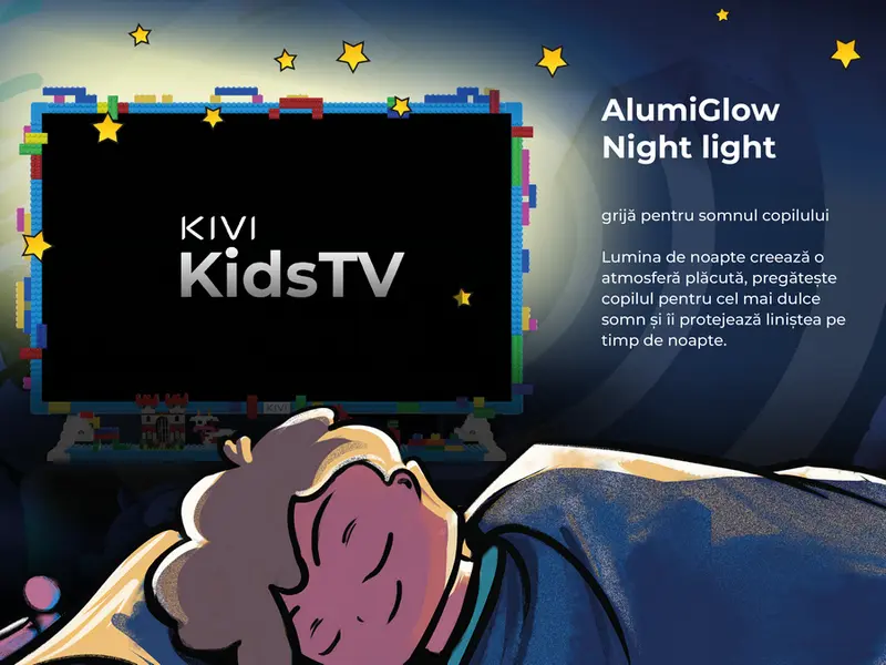 KIVI KidsTV 32" LED Smart TV, Full HD 1920x1080, Android 11, 8GB, Quad-Core, Protective Glass, Nightlight, Parental Control, Wi-Fi, Bluetooth, Blue