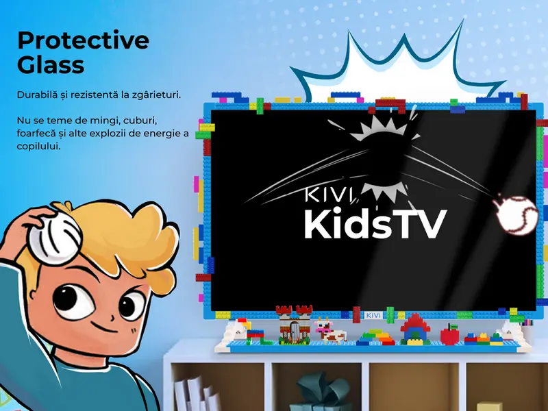 KIVI KidsTV 32" LED Smart TV, Full HD 1920x1080, Android 11, 8GB, Quad-Core, Protective Glass, Nightlight, Parental Control, Wi-Fi, Bluetooth, Blue
