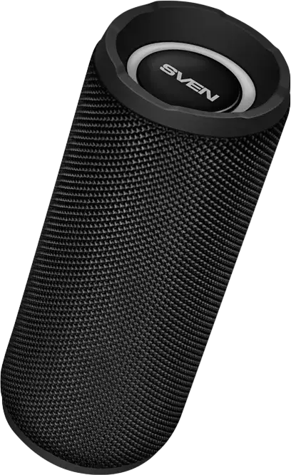 Boxa Portabila Bluetooth SVEN PS-160, Putere 12W RMS, Rezistenta la Apa IPX5, Pereche Stereo TWS, Radio FM, Iluminare RGB, MicroSD, USB, AUX, Negru
