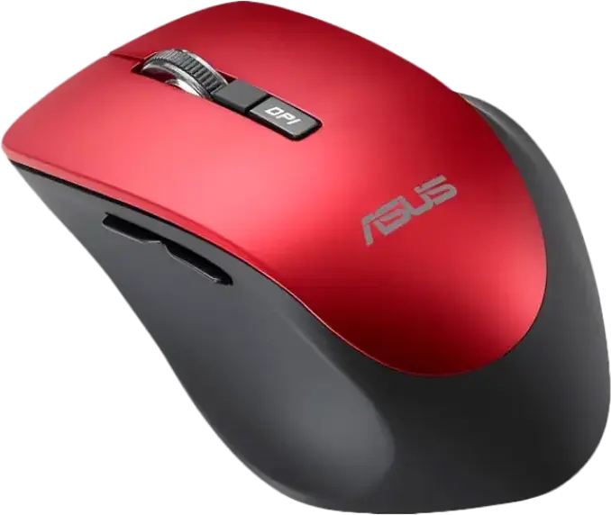 ASUS WT425 Wireless Optical Mouse, Red, 2.4GHz RF USB, Adjustable 1000/1600 DPI, 6 Buttons, Silent Click, Ergonomic Easy-Grip, Windows 11/10, Chrome OS