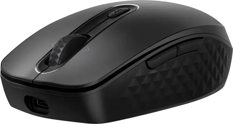 Mouse Wireless Reincarcabil HP 690 7M1D4AA, Bluetooth Low-energy, Incarcare Qi si USB-C, Senzor Optic 4000 dpi, 6 Butoane Programabile, Negru