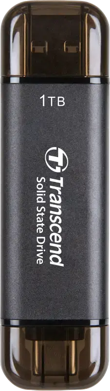 SSD Portabil Transcend ESD310C 1 TB, Negru, USB 3.2 Gen 2x1 10Gbps, Dual USB Type-A si Type-C, 3D NAND, Viteza Citire pana la 1050MB/s, Criptare AES 256-bit, exFAT