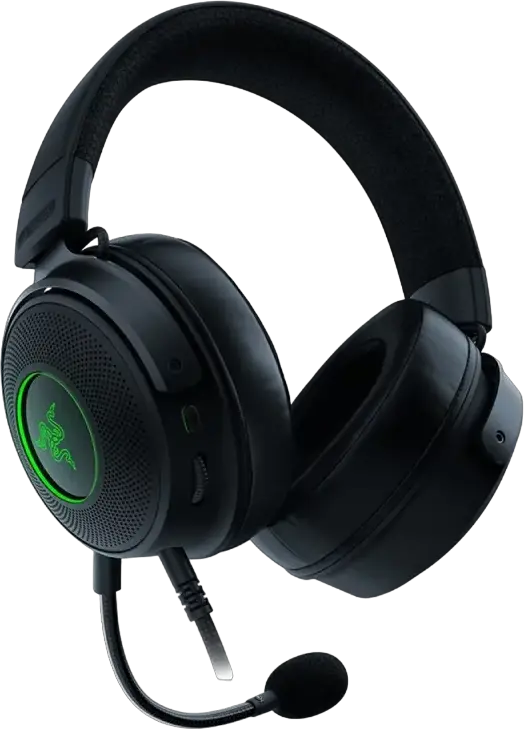 Casca Gaming cu Fir Razer Kraken V3, Difuzoare TriForce Titanium 50mm, Audio Spatial THX, Razer Chroma RGB, Microfon Detasabil HyperClear, USB-A, Negru