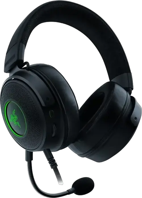 Casca Gaming cu Fir Razer Kraken V3, Difuzoare TriForce Titanium 50mm, Audio Spatial THX, Razer Chroma RGB, Microfon Detasabil HyperClear, USB-A, Negru