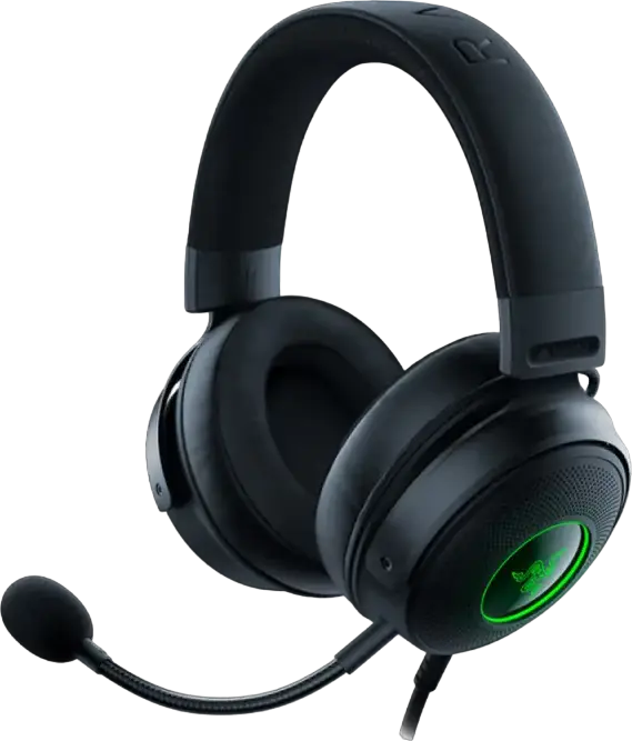 Casca Gaming cu Fir Razer Kraken V3, Difuzoare TriForce Titanium 50mm, Audio Spatial THX, Razer Chroma RGB, Microfon Detasabil HyperClear, USB-A, Negru