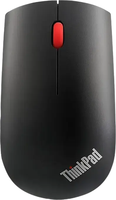 Беспроводная мышь Lenovo ThinkPad Essential 4X30M56887, оптический сенсор 1200 dpi, USB-наноприемник 2.4 ГГц, амбидекстер, черная с красным колесом
