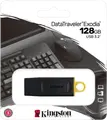 Kingston DataTraveler Exodia 128 GB USB 3.2 Gen 1 Flash Drive, Black/Yellow, USB-A Connector, Protective Cap and Keyring Loop, Windows, macOS, Linux, Chrome OS Compatible