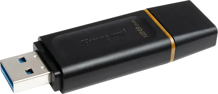 Kingston DataTraveler Exodia 128 GB USB 3.2 Gen 1 Flash Drive, Black/Yellow, USB-A Connector, Protective Cap and Keyring Loop, Windows, macOS, Linux, Chrome OS Compatible
