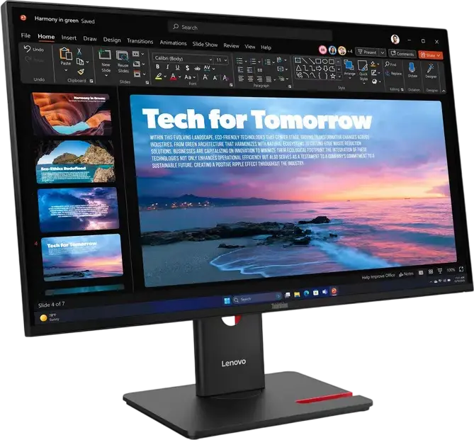 Monitor Lenovo ThinkVision T27QD-40 27 inch WQHD IPS, 2560x1440, 120Hz Dynamic, HDR10, USB-C 100W Power Delivery, RJ45 Ethernet, Reglabil pe Inaltime