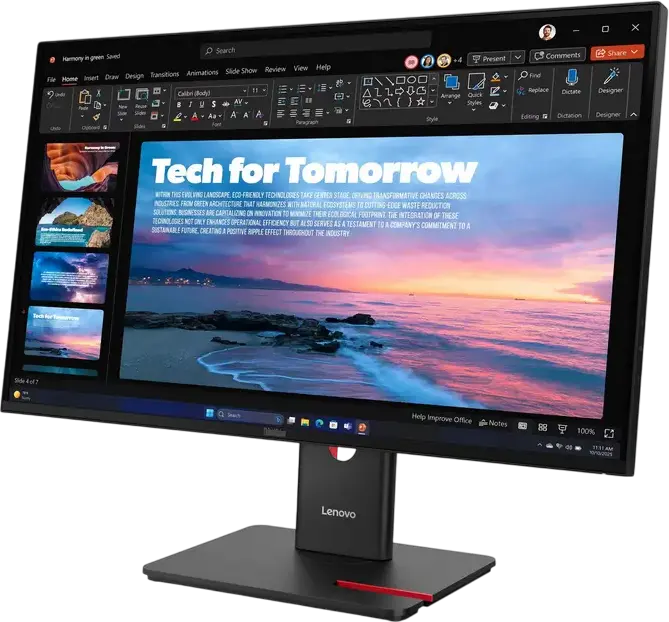 Monitor Lenovo ThinkVision T27QD-40 27 inch WQHD IPS, 2560x1440, 120Hz Dynamic, HDR10, USB-C 100W Power Delivery, RJ45 Ethernet, Reglabil pe Inaltime