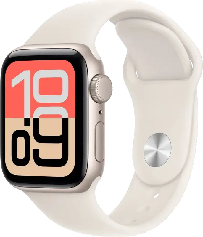 Smartwatch Apple Watch SE 3 40mm Carcasă Aluminiu Anodizat, Chip S10, 64GB, Ecran Always-On Retina OLED, Sticlă Ion-X, Rezistență Apă 5 ATM, Culoare: Starlight