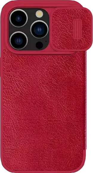 Чехол Nillkin Qin Pro для iPhone 15 Pro Max, премиальная экокожа PU и TPU, чехол-книжка с защитной шторкой CamShield для камеры и слотами для карт