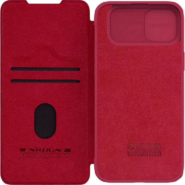 Чехол Nillkin Qin Pro для iPhone 15 Pro Max, премиальная экокожа PU и TPU, чехол-книжка с защитной шторкой CamShield для камеры и слотами для карт