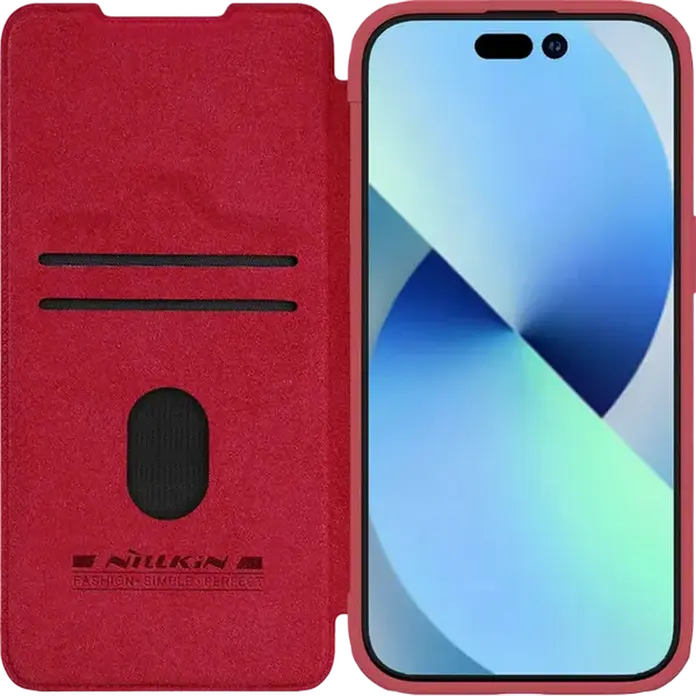Чехол Nillkin Qin Pro для iPhone 15 Pro Max, премиальная экокожа PU и TPU, чехол-книжка с защитной шторкой CamShield для камеры и слотами для карт