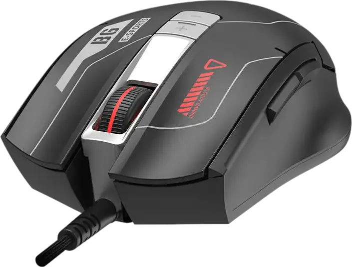Bloody ES8 Wired Gaming Mouse, PixArt Optical Sensor 6000 CPI, 7 Programmable Buttons, Honeycomb Shell, Onboard Memory, USB, Sports Black