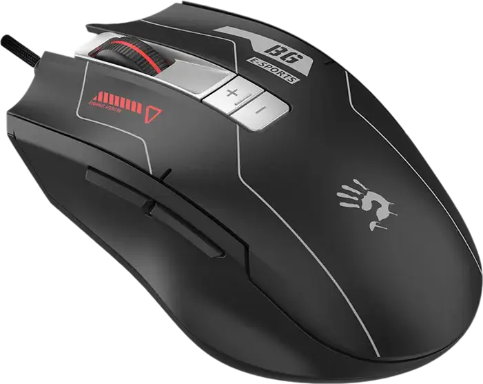 Bloody ES8 Wired Gaming Mouse, PixArt Optical Sensor 6000 CPI, 7 Programmable Buttons, Honeycomb Shell, Onboard Memory, USB, Sports Black