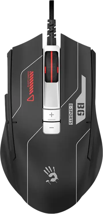 Bloody ES8 Wired Gaming Mouse, PixArt Optical Sensor 6000 CPI, 7 Programmable Buttons, Honeycomb Shell, Onboard Memory, USB, Sports Black