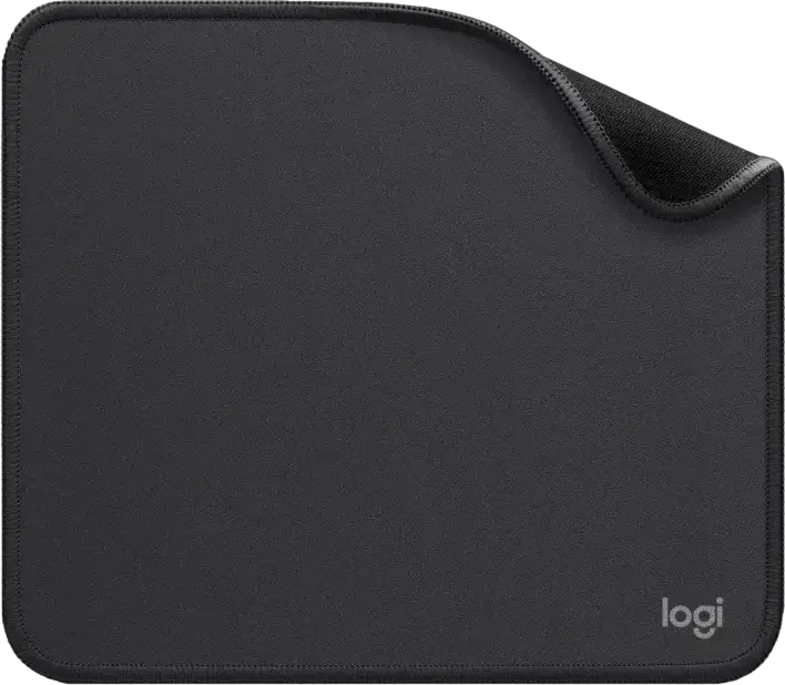 Logitech Studio Series Mouse Pad, Grey, Small 20 x 23 cm, Recycled Polyester Surface, Anti-slip Rubber Base, Spill-repellent Coating, Stitched Edges