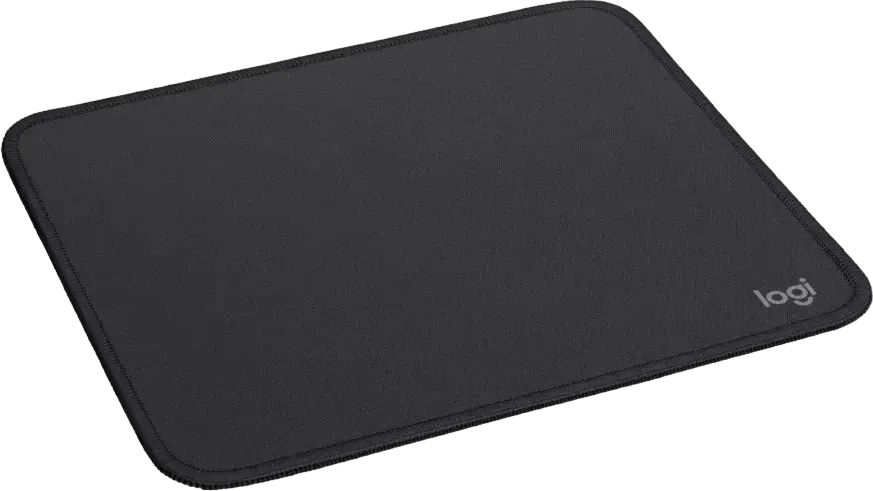Logitech Studio Series Mouse Pad, Grey, Small 20 x 23 cm, Recycled Polyester Surface, Anti-slip Rubber Base, Spill-repellent Coating, Stitched Edges