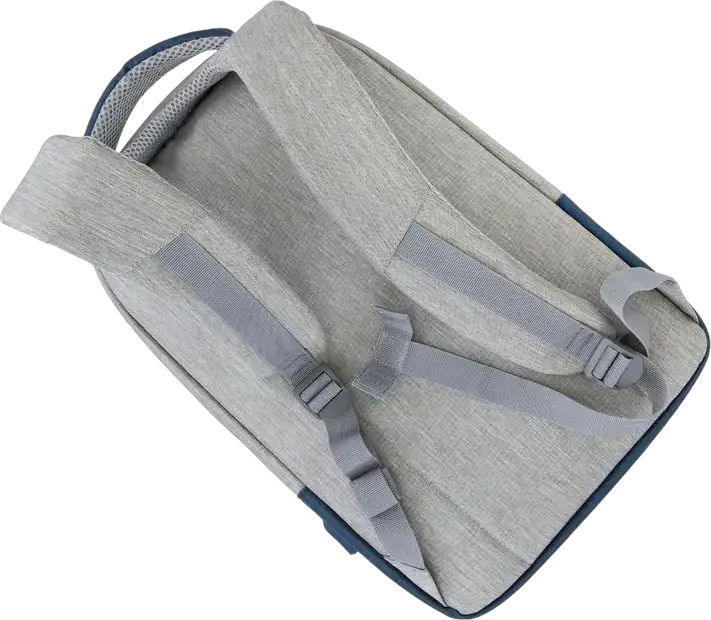 Rucsac Anti-furt RivaCase Prater 7562 pentru Laptop 15.6 inch, Poliester Rezistent la Apa, Curele Ergonomice, Gri/Albastru Inchis