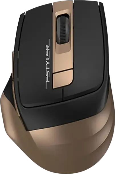 Беспроводная оптическая мышь A4Tech FG35 FStyler, Цвет: Черный/Бронзовый, 2.4 ГГц, регулируемое разрешение 1200/1600/2000 DPI, 6 кнопок, колесо Tilt-Shift, USB-ресивер