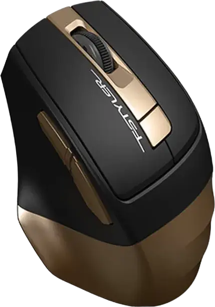 Беспроводная оптическая мышь A4Tech FG35 FStyler, Цвет: Черный/Бронзовый, 2.4 ГГц, регулируемое разрешение 1200/1600/2000 DPI, 6 кнопок, колесо Tilt-Shift, USB-ресивер
