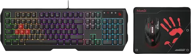 Set Tastatură + Mouse + Mouse Pad Bloody B1700 , Cu fir, Negru