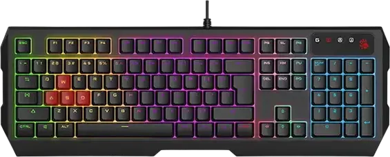 Bloody B1700 Gaming Combo: B140N Neon Membrane Keyboard, ES7 RGB Optical Mouse 6000 CPI, BP-50L Cloth Mouse Pad, Wired USB, Black