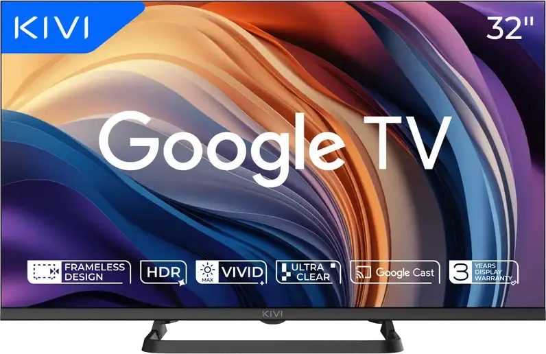 Televizor Smart LED KIVI 32H710QB Optima L5, 32 inch, Google TV, HD 1366x768, Panou ADS, Design fara rame, Sound by JVC, Dolby Audio, Bluetooth 5.1, Wi-Fi