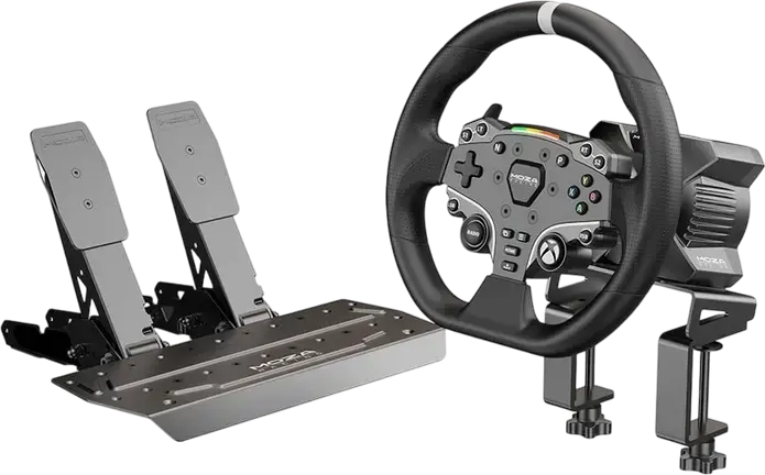 MOZA R3 Racing Wheel Bundle for PC and Xbox - Direct Drive Wheelbase 3.9Nm, ESX Steering Wheel, SR-P Lite Pedals, Table Clamp for Xbox Series X|S and Windows PC