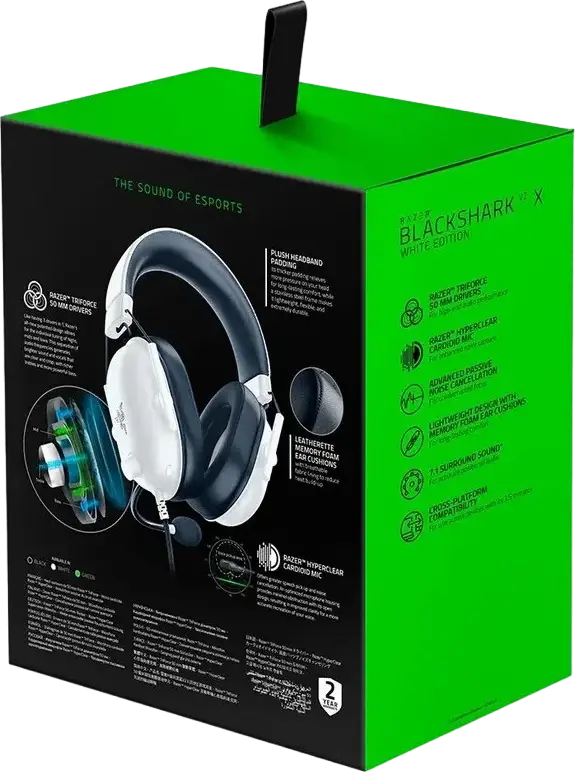 Casca Gaming Razer BlackShark V2 X cu fir - Albă, Drivere TriForce 50mm, Microfon Cardioid HyperClear, Sunet Surround 7.1, PC, Mac, PS4, Xbox One, dispozitive mobile, Jack 3.5mm