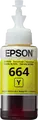 Epson T664 EcoTank Dye-based Ink Bottle, 70ml, Yellow, for L-Series Inkjet Printers L100 L110 L120 L1300 L200 L300 L355 L400 L550