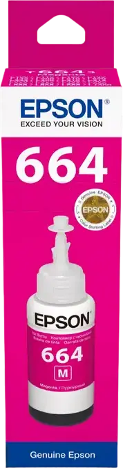 Sticla de cerneala Epson T664 Magenta pe baza de coloranti 70ml pentru imprimante Inkjet EcoTank seria L L100 L110 L120 L130 L200 L210 L220 L300 L355 L365 L382 L455 L550 L555