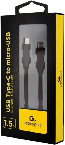 Cablu de incarcare si sincronizare Cablexpert CC-USB2-CMMBM-1.5M USB 2.0, USB Type-C la micro-USB, Material TPE, Viteza de transfer 480 MB/s, 1.5m, Negru