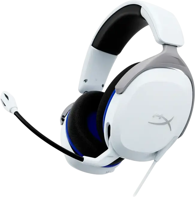 HyperX Cloud Stinger 2 Core Gaming Headset, 40mm Dynamic Drivers, Noise-Cancelling Swivel-to-Mute Mic, DTS Headphone:X Spatial Audio, White, PC PS5 PS4
