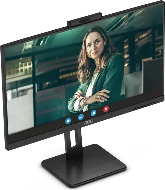 Monitor AOC 24P3QW 23.8 inch FHD IPS, 100Hz, 1920x1080, Webcam integrata 2MP cu Windows Hello, Difuzoare incorporate, Hub USB, Reglaj Inaltime, Negru