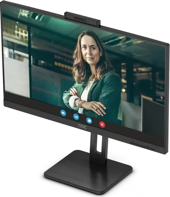 Monitor AOC 24P3QW 23.8 inch FHD IPS, 100Hz, 1920x1080, Webcam integrata 2MP cu Windows Hello, Difuzoare incorporate, Hub USB, Reglaj Inaltime, Negru