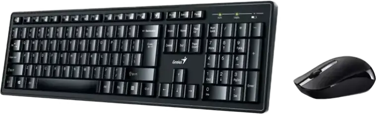 Genius KM-8200 Wireless Keyboard and Mouse Combo, 2.4 GHz RF, Slim Chocolate Keys, AI Copilot Key, 12 Multimedia Keys, 1200 DPI Optical Mouse, Black