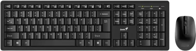 Genius KM-8200 Wireless Keyboard and Mouse Combo, 2.4 GHz RF, Slim Chocolate Keys, AI Copilot Key, 12 Multimedia Keys, 1200 DPI Optical Mouse, Black