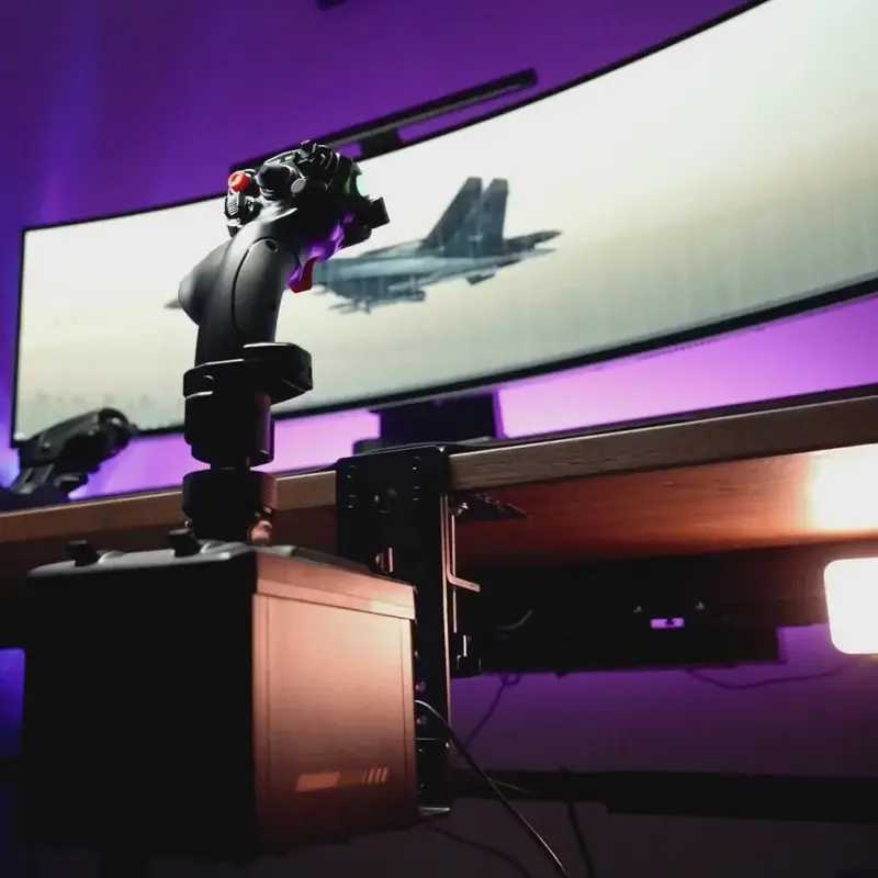 MOZA AB6 Flight Simulator AS017 Force Feedback Base and MHG Flight Stick, 6 N·m Peak Torque, Dual Servo Motors, Carbon Fiber Composite, PC Windows