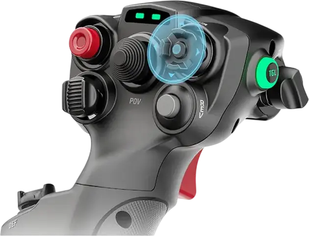 MOZA AB6 Flight Simulator AS017 Force Feedback Base and MHG Flight Stick, 6 N·m Peak Torque, Dual Servo Motors, Carbon Fiber Composite, PC Windows
